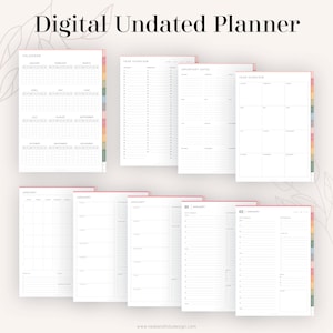 Digital Undated Planner (Rainbow) for GoodNotes | Hyperlinked, Portrait Tabbed Planner - Weekly, Daily, Monthly pages | Instant Download image 3