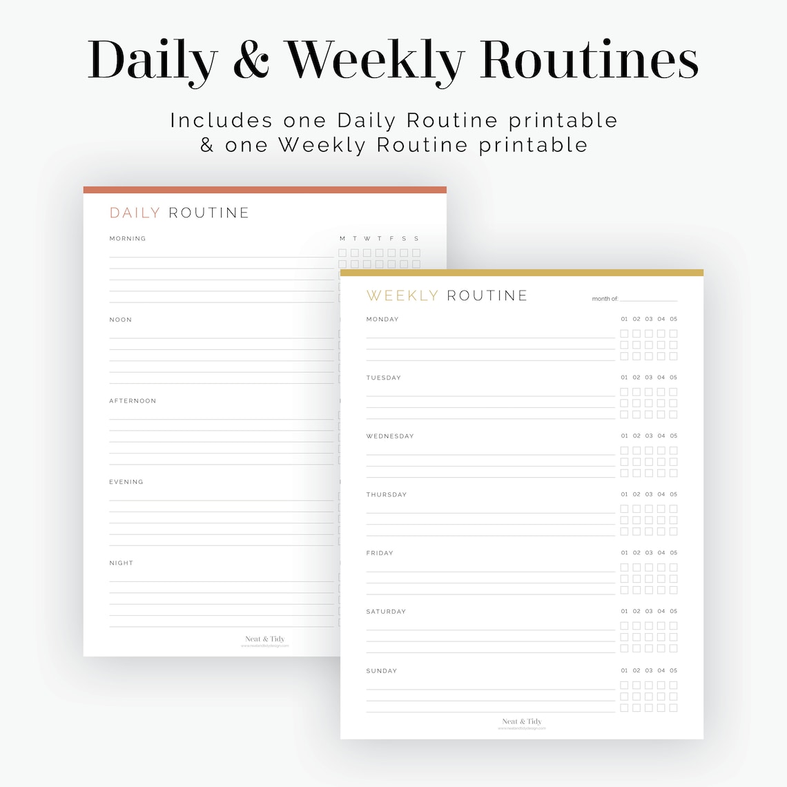 Daily & Weekly Routines Planner Fillable Printable PDF New Year ...