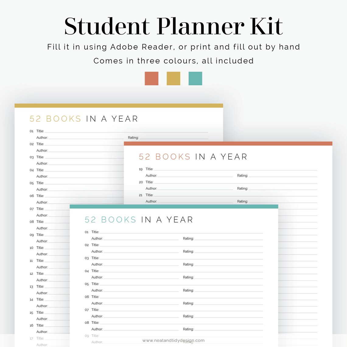 Student Planner Kit 17 Documents Fillable Printable PDF | Etsy