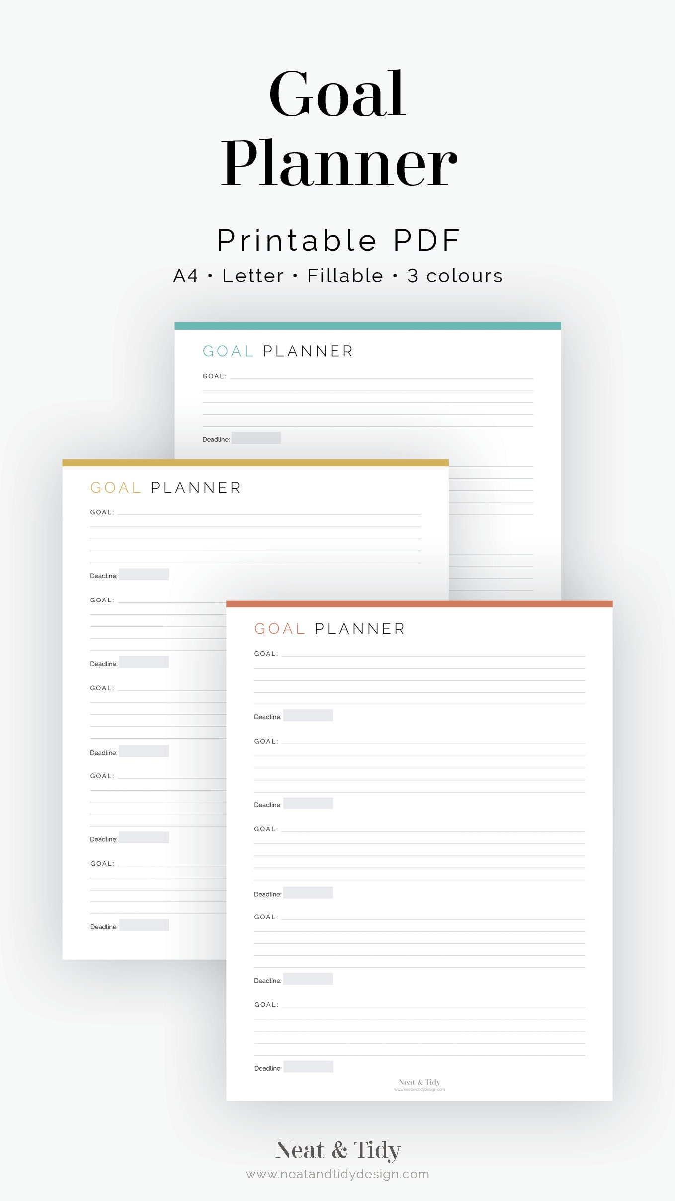 Goal Planner - Fillable - Printable PDF - New Year Resolution, Goal ...