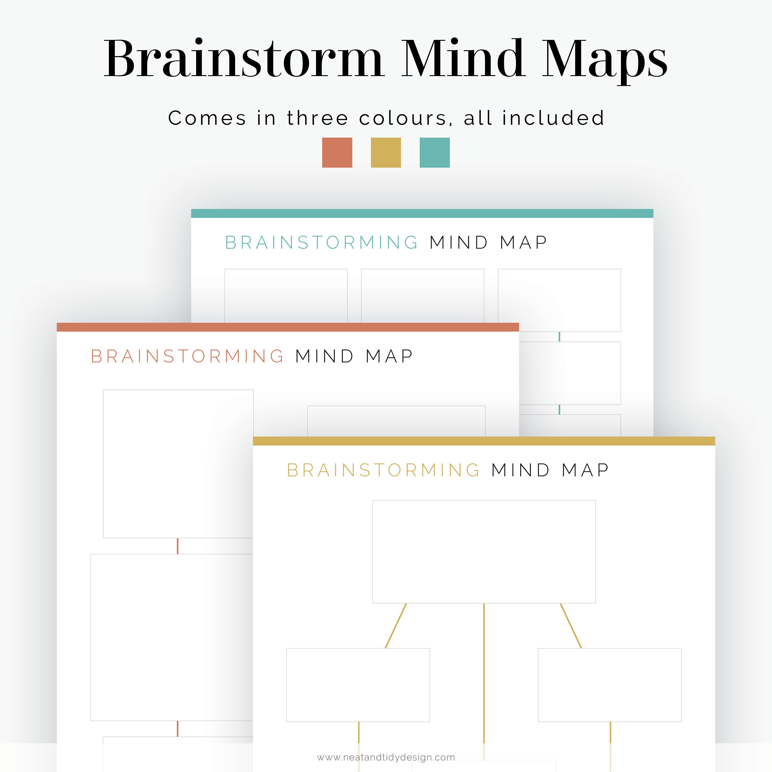 Brainstorming Mind Map Templates 3 Layouts Fillable Etsy