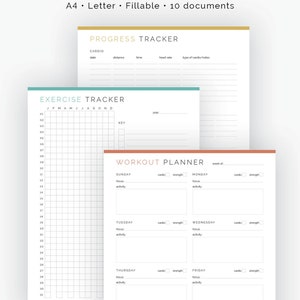 Health & Fitness Kit 10 documents Fillable Printable PDF Health and Fitness Planner, Workout/Health Tracker Instant Download image 10