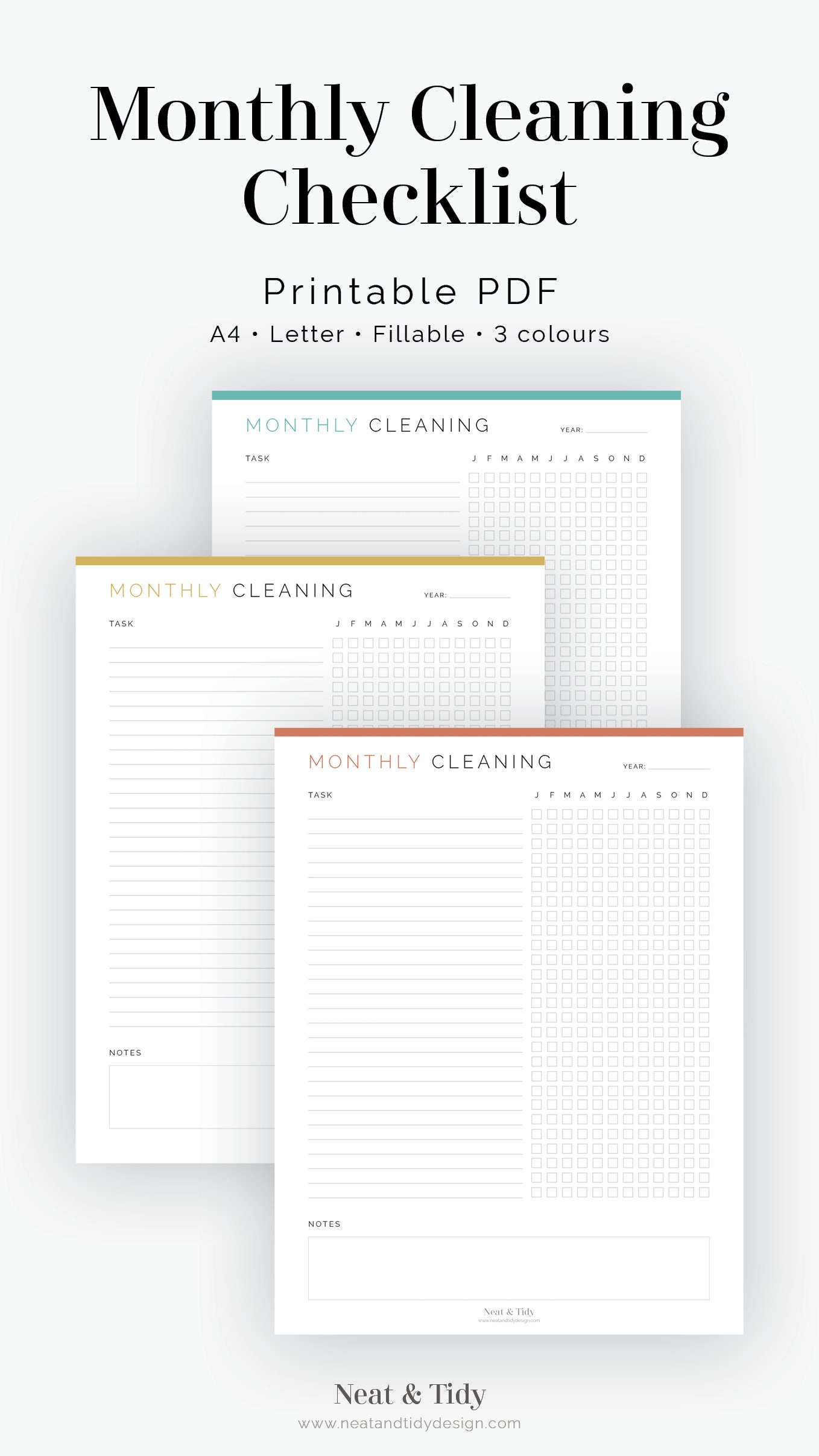 Monthly Cleaning Checklist - Fillable - Printable PDF - Household ...