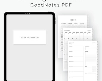 Digital 2024 Daily, Weekly, Monthly Planner for GoodNotes (Portrait) - Hyperlinked Tabs - Digital Minimal Planner - Instant Download