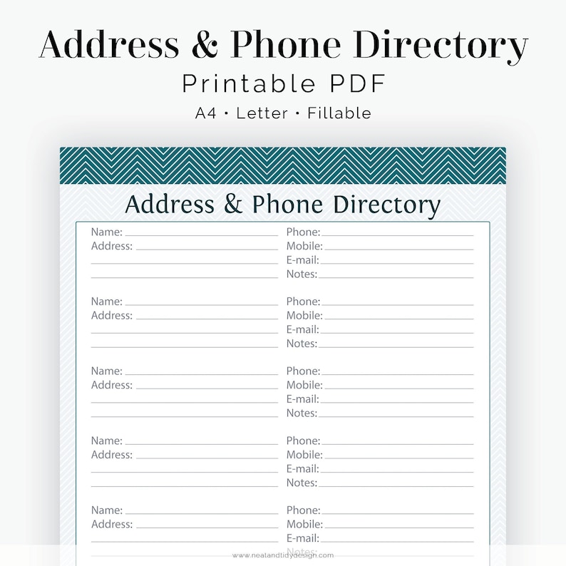 Is There A Directory For Mobile Phone Numbers Address & Phone Directory Chevron - Fillable - Printable PDF - Instant