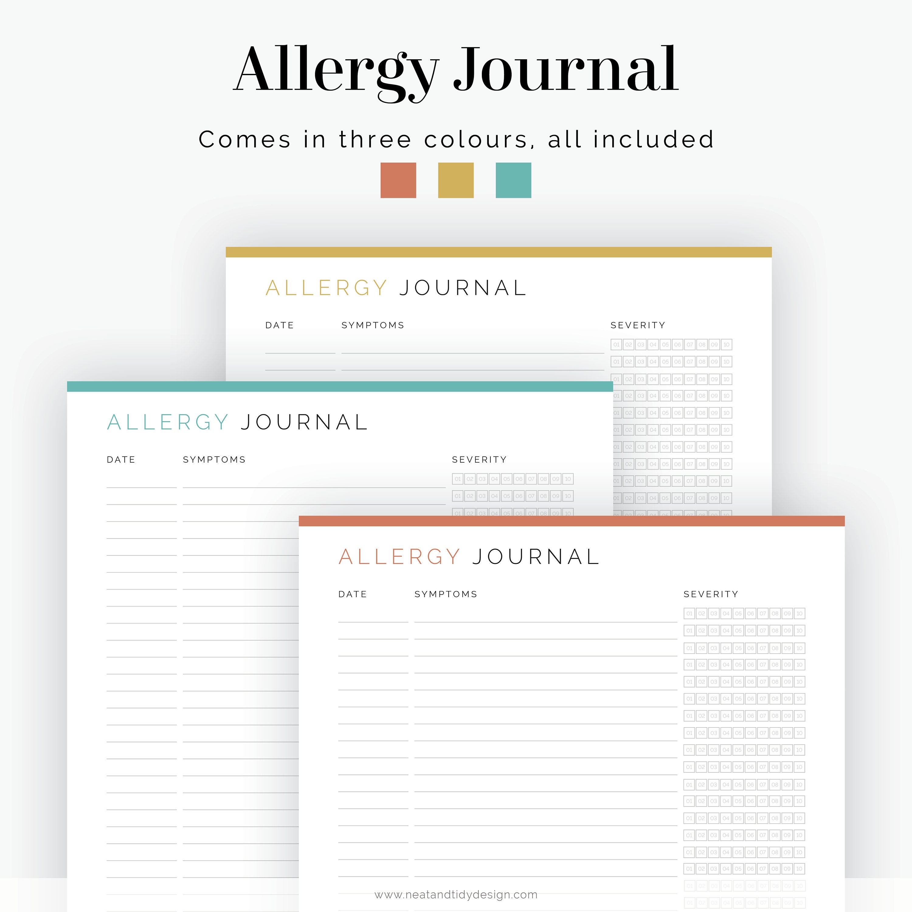 Allergy Journal Fillable Allergy Tracker Log Healthcare Etsy