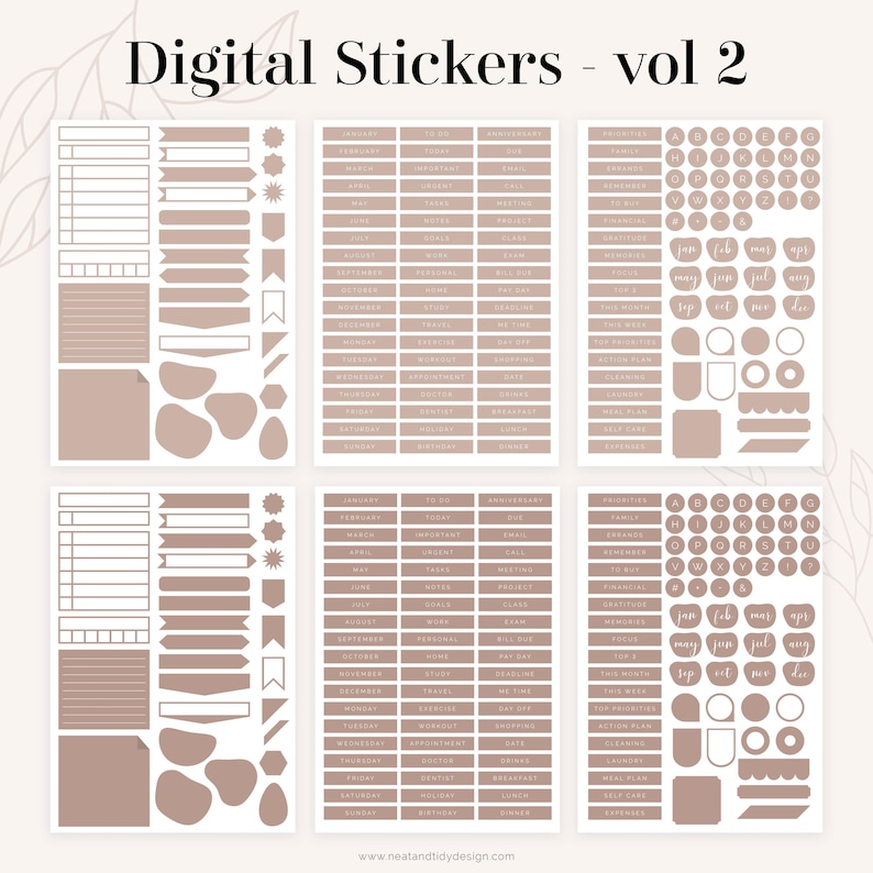 Digital Stickers for Goodnotes - Vol 2 - 2212 Planner Stickers in 14 ...