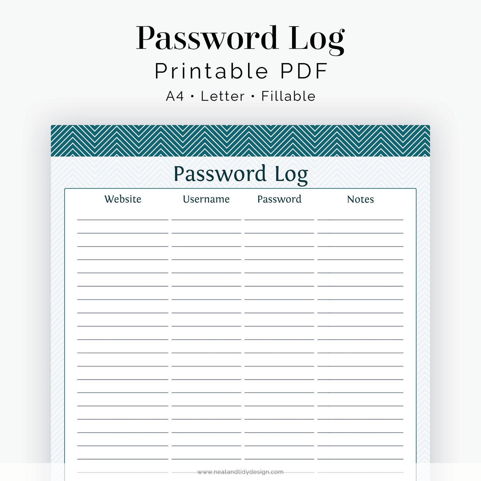 Password Log Fillable Instant Download Printable Organizational PDF - Etsy
