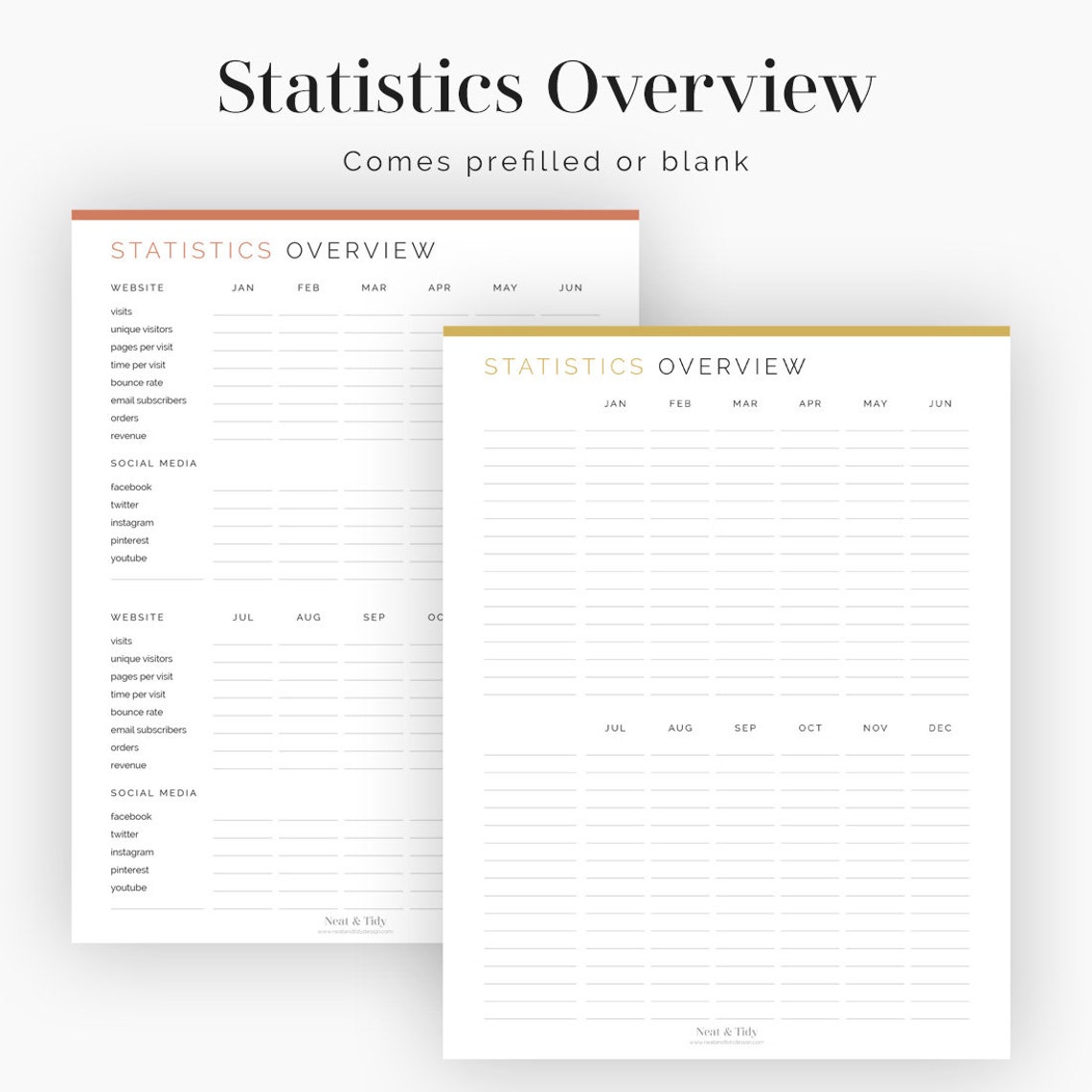 Annual Statistics Overview Fillable Printable PDF Business Planner, Blog Planner Instant ...