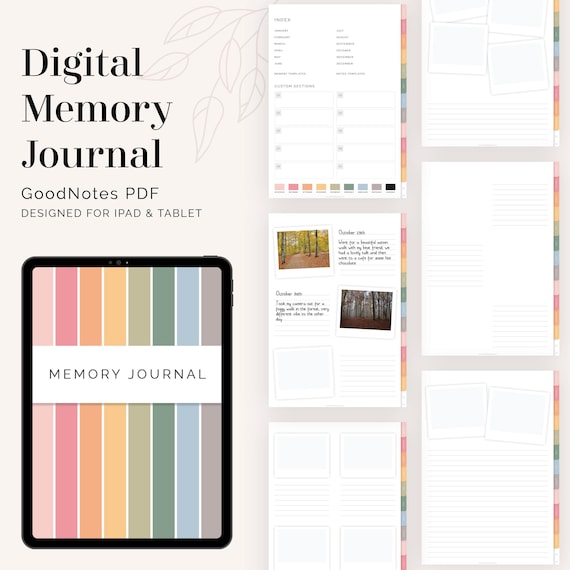 Digital Memory Journal for GoodNotes (Portrait) - Hyperlinked Tabs - Digital Monthly Rainbow Keepsake Book - Instant Download