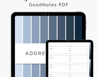 Digital Address Book for GoodNotes & Notability (Blue) - Hyperlinked Digital Contact List, Address Phone Directory - Instant Download