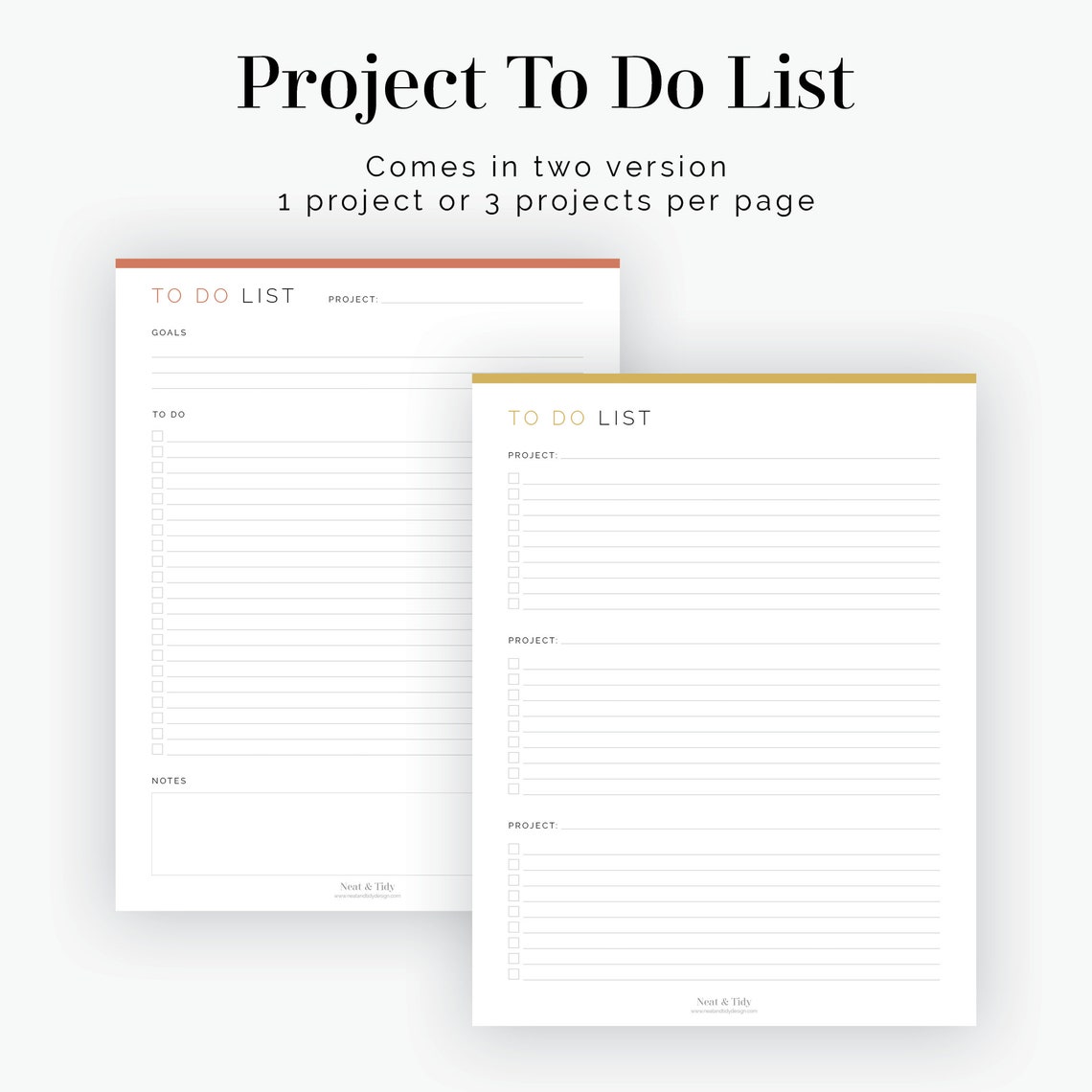 Project to Do List 2 Layouts Fillable Printable PDF | Etsy