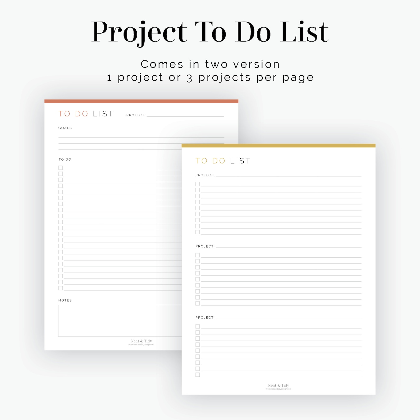Project to Do List 2 Layouts Fillable Printable PDF | Etsy