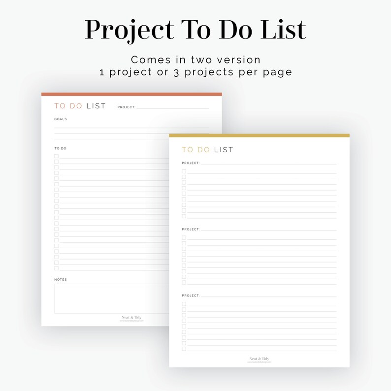 Project to Do List 2 Layouts Fillable Printable PDF | Etsy