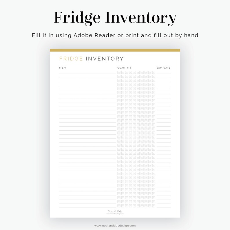 Fridge Inventory 2 Layouts Fillable Printable PDF - Etsy
