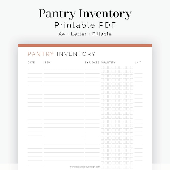 Pantry Inventory 2 Layouts Fillable Printable PDF | Etsy