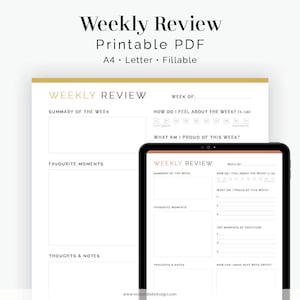 Weekly Check-in Journal Page - Fillable - Printable PDF - Positivity & Gratitude Diary -  Self-Improvement, Mental Health - Instant Download