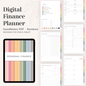 Personal Finance Planner for GoodNotes (Rainbow) - Hyperlinked Tabs - Digital Finance (Portrait) - Instant Download