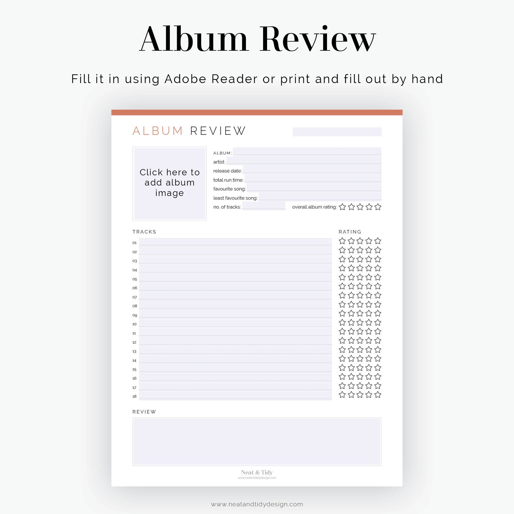 Album Review Fillable, Printable PDF Music Album Review Template, Track Album Review Fillable, Printable PDF Music Album Review Template, Track