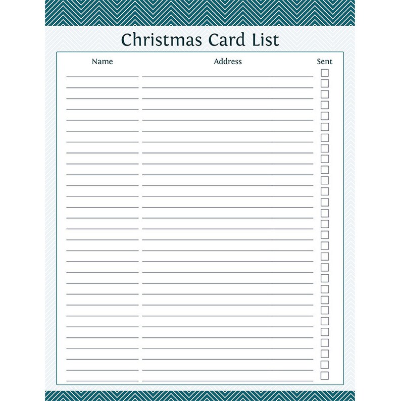 Christmas Card List Fillable Printable PDF Instant | Etsy