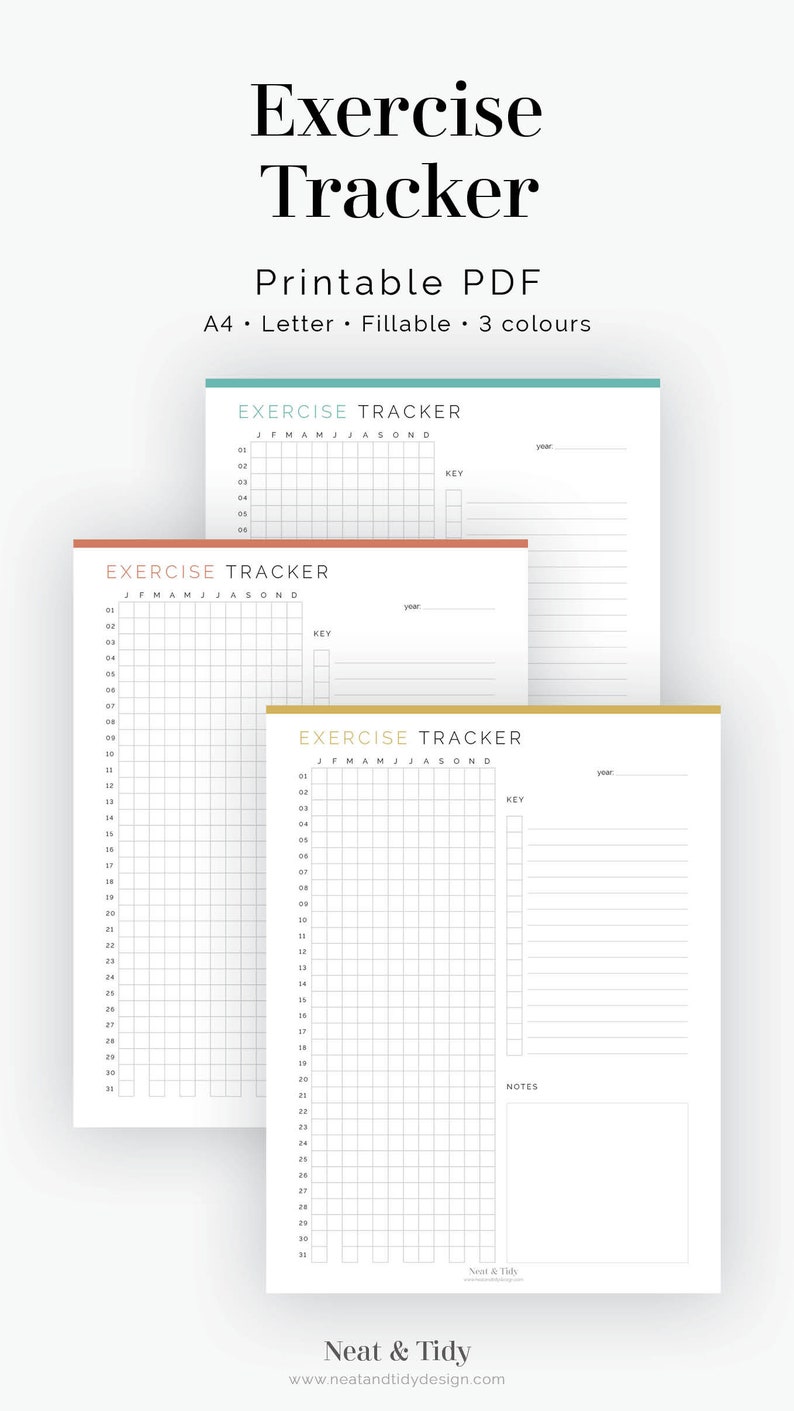 Yearly Exercise Tracker Fillable Printable PDF Fitness Etsy