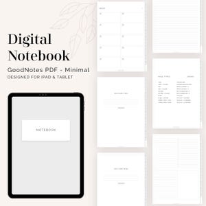 Minimal Digital Notebook for GoodNotes (Portrait) - Hyperlinked Tabs (10 tabs) - Digital Flexible Notebook - Instant Download