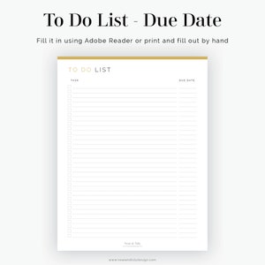 To Do List With Due Date - Fillable - Printable PDF - Task Management ...