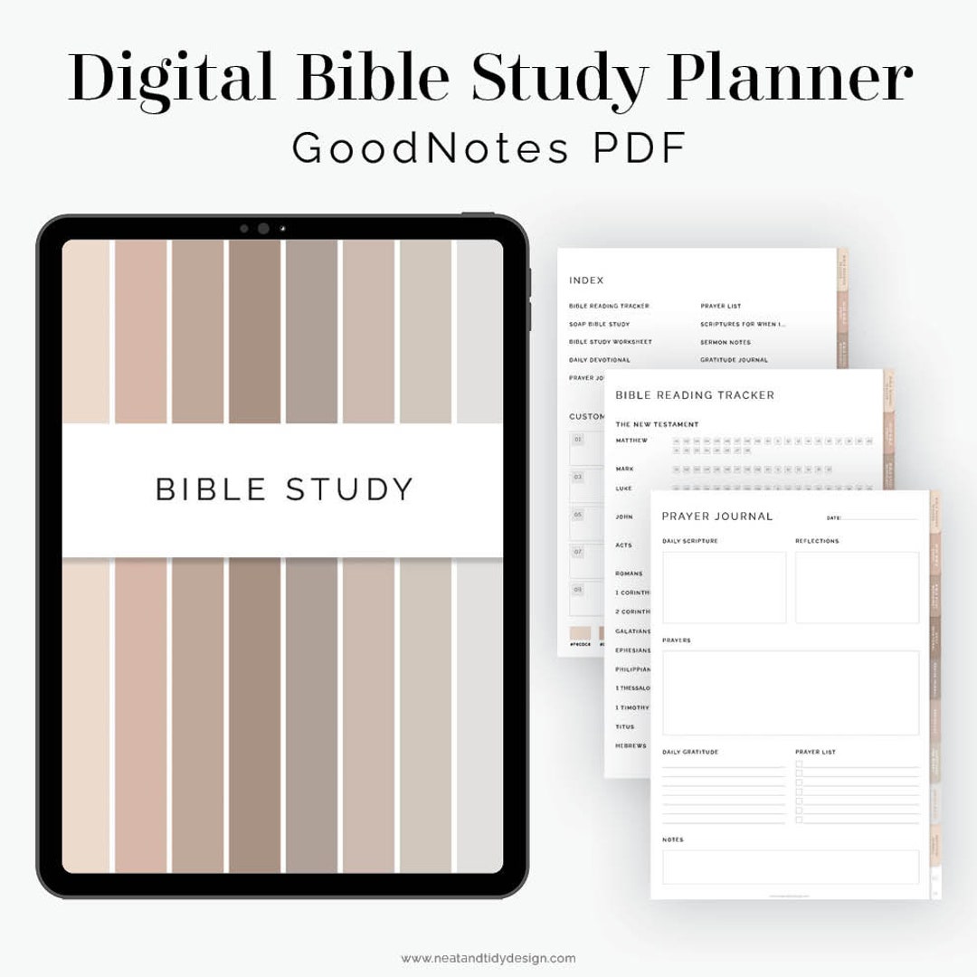 Digital Bible Study Planner for Goodnotes neutral portrait Hyperlinked