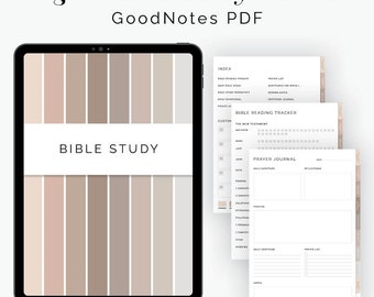 Digital Bible Study Planner for GoodNotes (Neutral) (Portrait) - Hyperlinked Digital Neutral Shades Bible Study - Instant Download