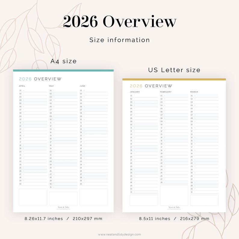 2026 Year Overview List | Printable and Fillable PDF | Time Management ...
