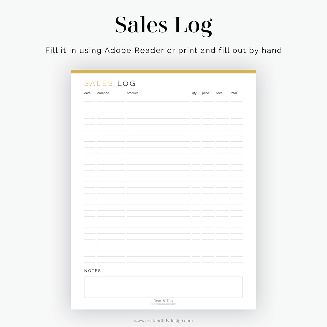 Sales Log Fillable Printable PDF Business Planner Finance Planner ...