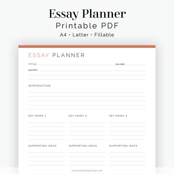 Buy Essay Planner lined & Unlined Versions Fillable Printable PDF Student  Planner, School University College Calendar Instant Download Online in  India - Etsy