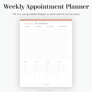 Weekly Appointment Planner Fillable Printable PDF Time Management, Productivity Planner Business Planner Instant Download image 5