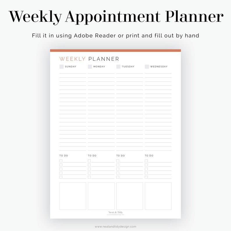 Weekly Appointment Planner Fillable Printable PDF Time Management, Productivity Planner Business Planner Instant Download image 5