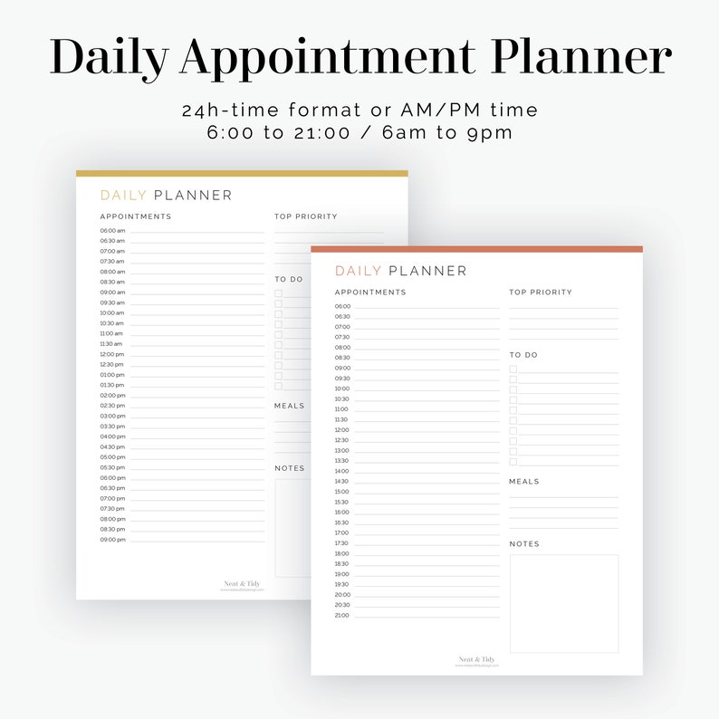 Daily Appointment Planner Fillable Printable PDF Time Etsy