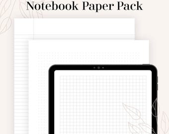 Printable Notebook Paper Pack - Lined, Dot Grid, Graph pages | A4 and US Letter | 27 Printable PDF & JPGs | Instant Download