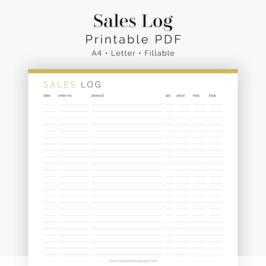 Sales Log - Fillable - Printable PDF - Business Planner - Finance ...
