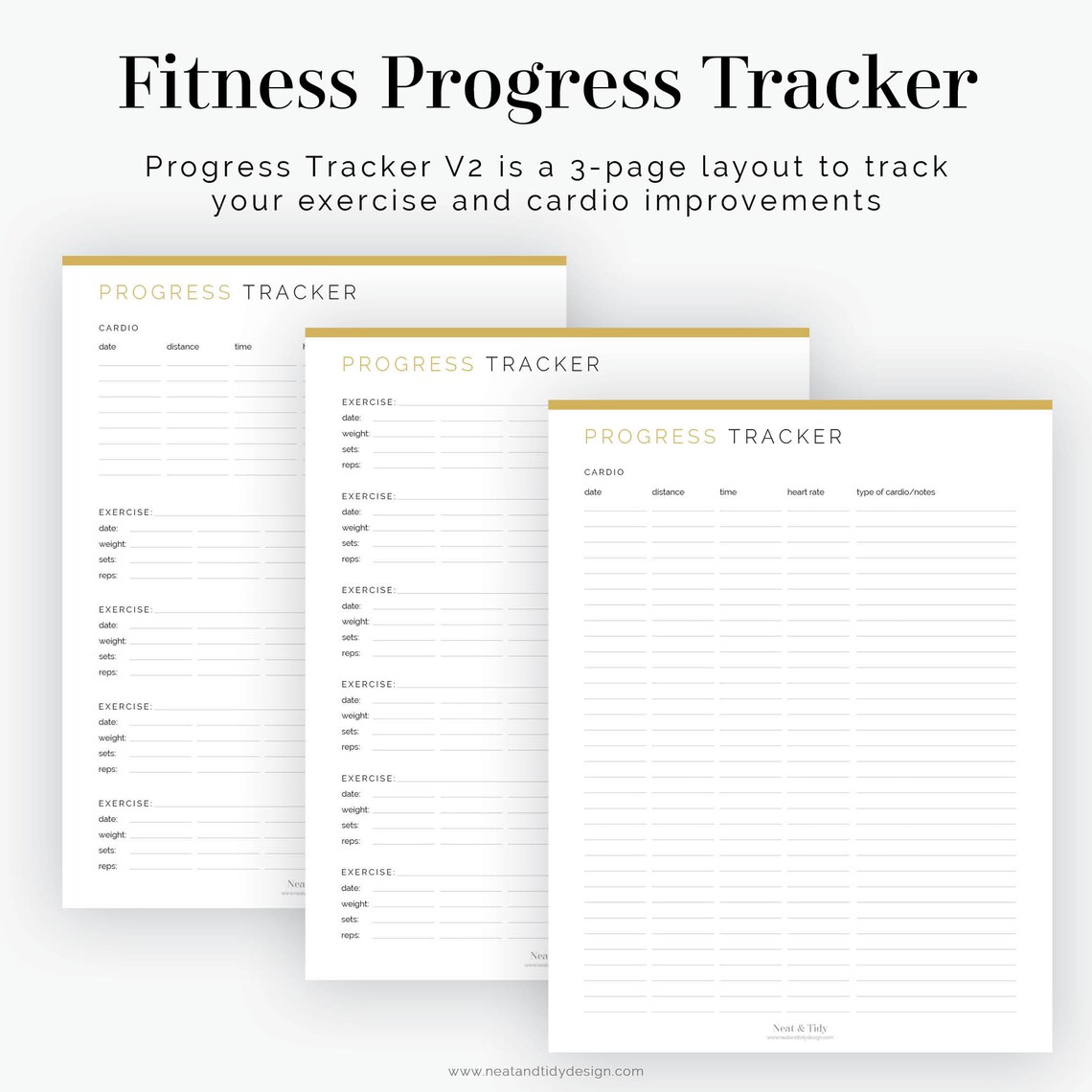 Fitness Progress Tracker 2 Layouts Fillable Printable Etsy
