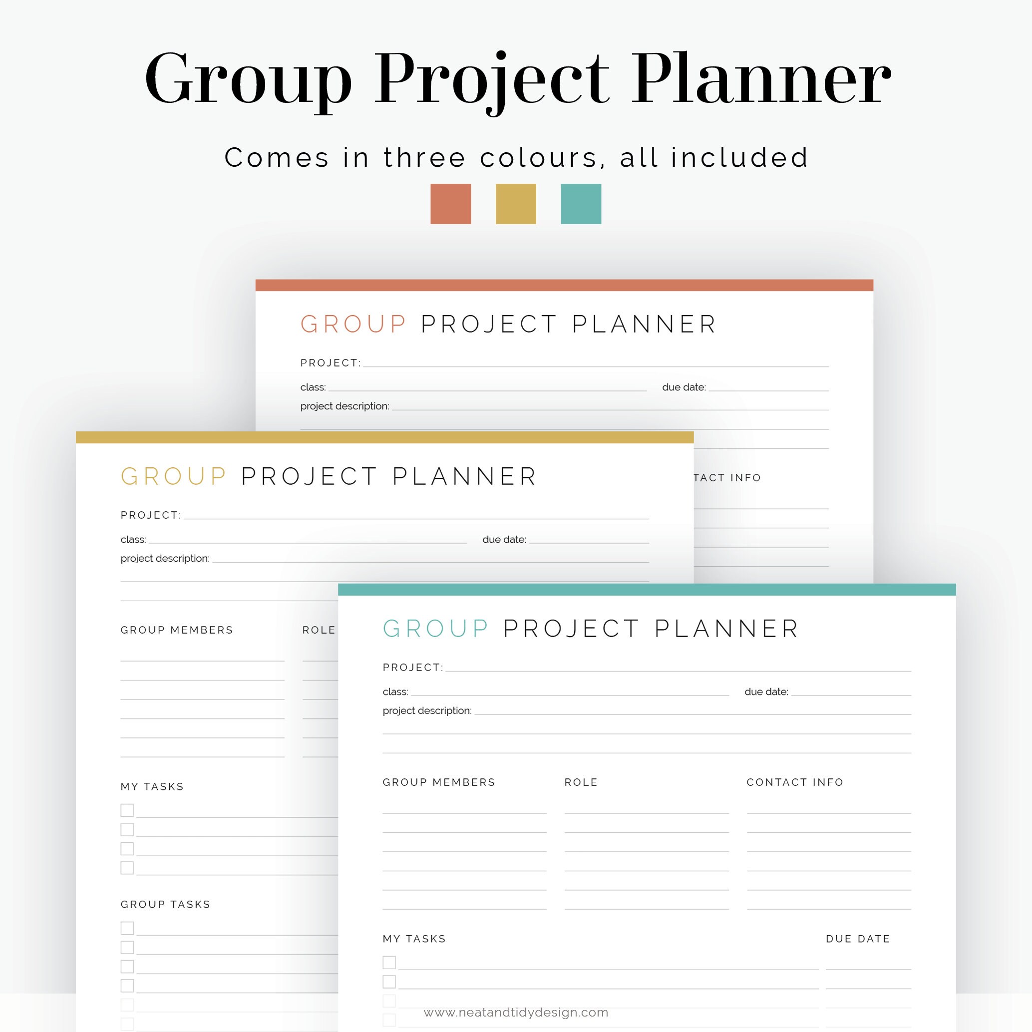 Group Project Planner Fillable Printable PDF Student Planner, High ...