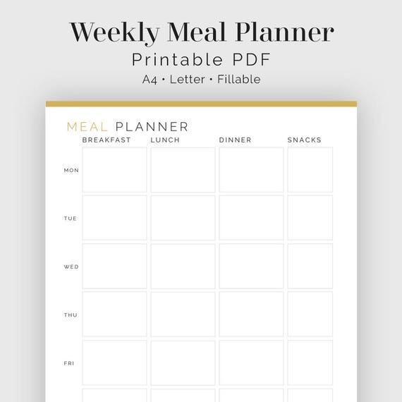 weekly meal planner sunday