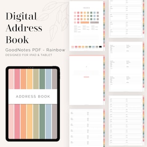 Digital Address Book for GoodNotes & Notability (Rainbow) - Hyperlinked Digital Contact List, Address Phone Directory - Instant Download