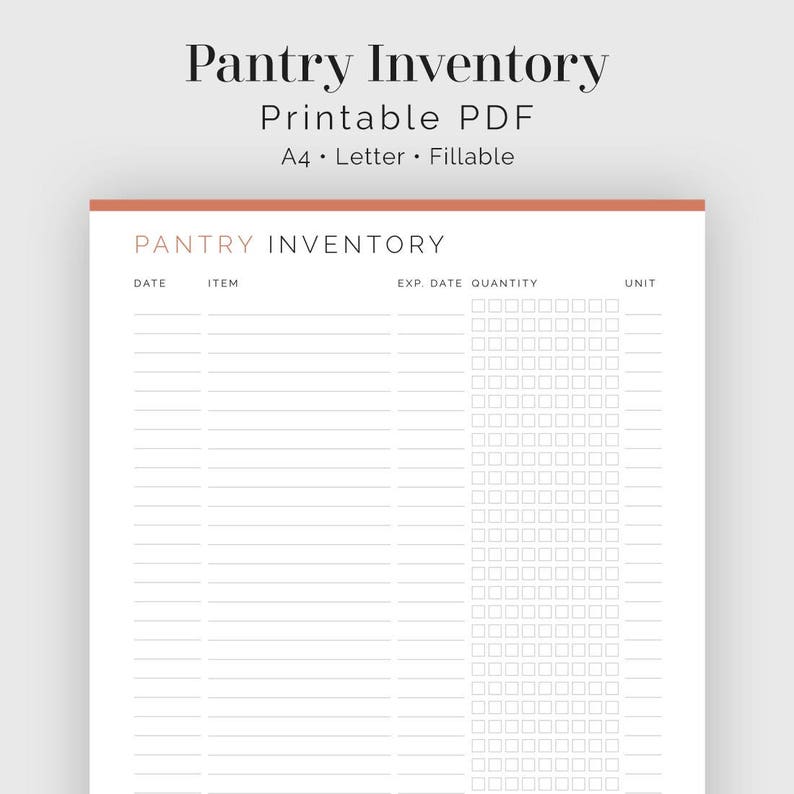 Pantry Stock - Fillable - Printable PDF - Home Manage, Supper Planner - Quick Down load picture relating to Pantry Inventory Printable titled Pantry Stock - Fillable - Printable PDF - Family members Control, Dinner Planner - Instantaneous Down load