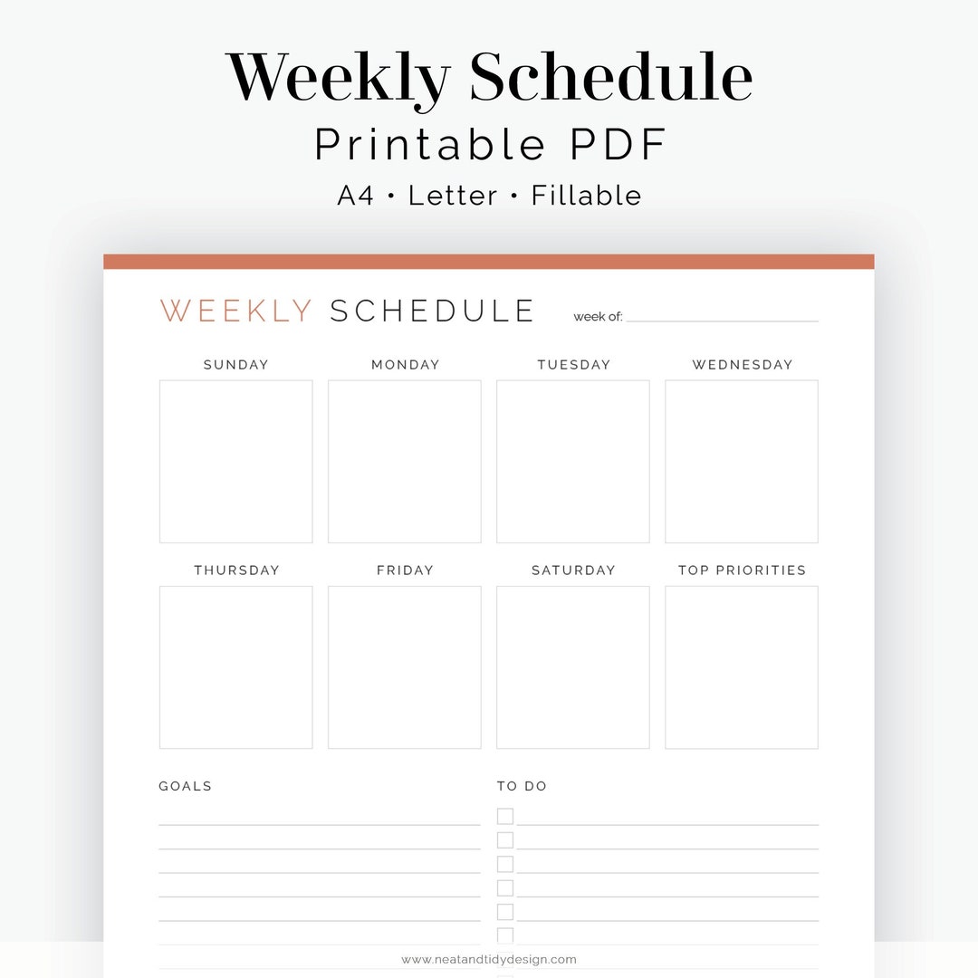 Weekly Schedule - Fillable - Printable PDF - Academic Planner ...