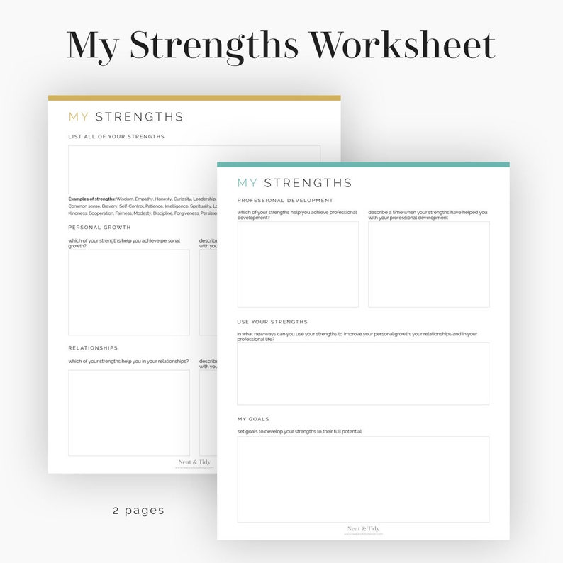 My Strengths Worksheet Fillable Printable PDF Mental | Etsy