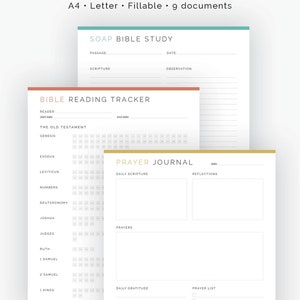 Bible Study Planner Kit (9 Documents) - Fillable - Printable PDF ...