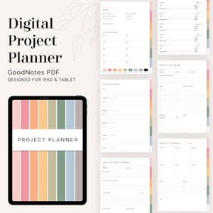 Digital Project Planner for GoodNotes (Rainbow) - Hyperlinked Tabs - Productivity Planner (Portrait) - Instant Download