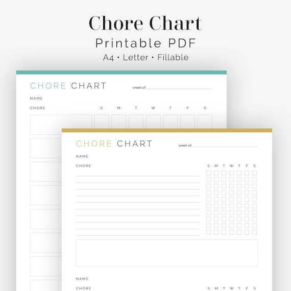 Fillable Weekly Chore Chart