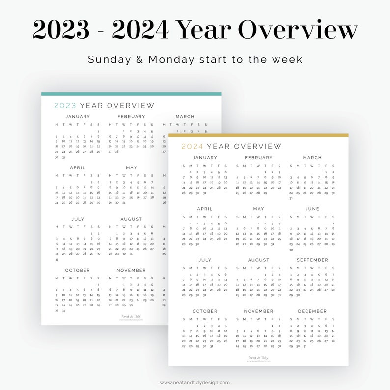 2023 2024 Year Overview Printable PDF Time Management Etsy