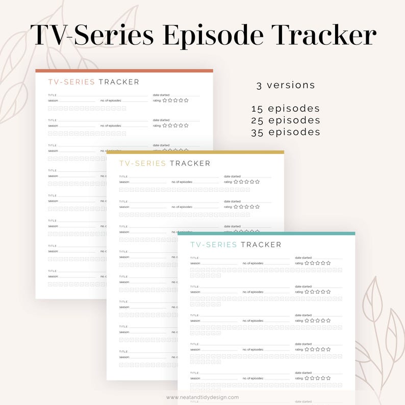 TV Show Episode Tracker: Fillable PDF Series Watching Journal (instant ...