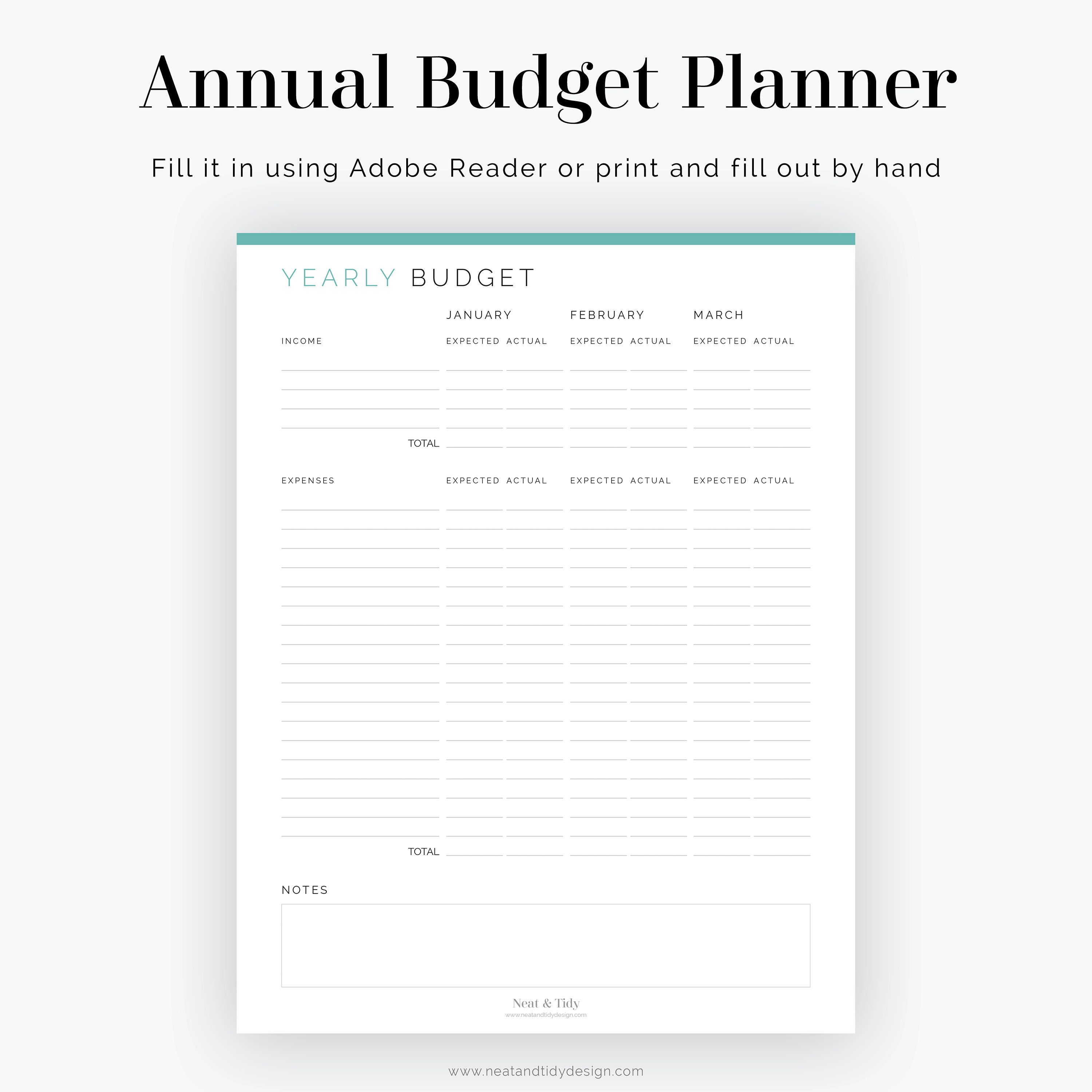 Annual Budget Planner Fillable Printable PDF Finance Planner Home ...